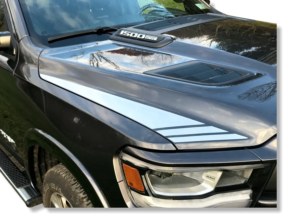 Outer Side Hood Stripes - 2019-2024 Ram Rebel & Sport Hood 1