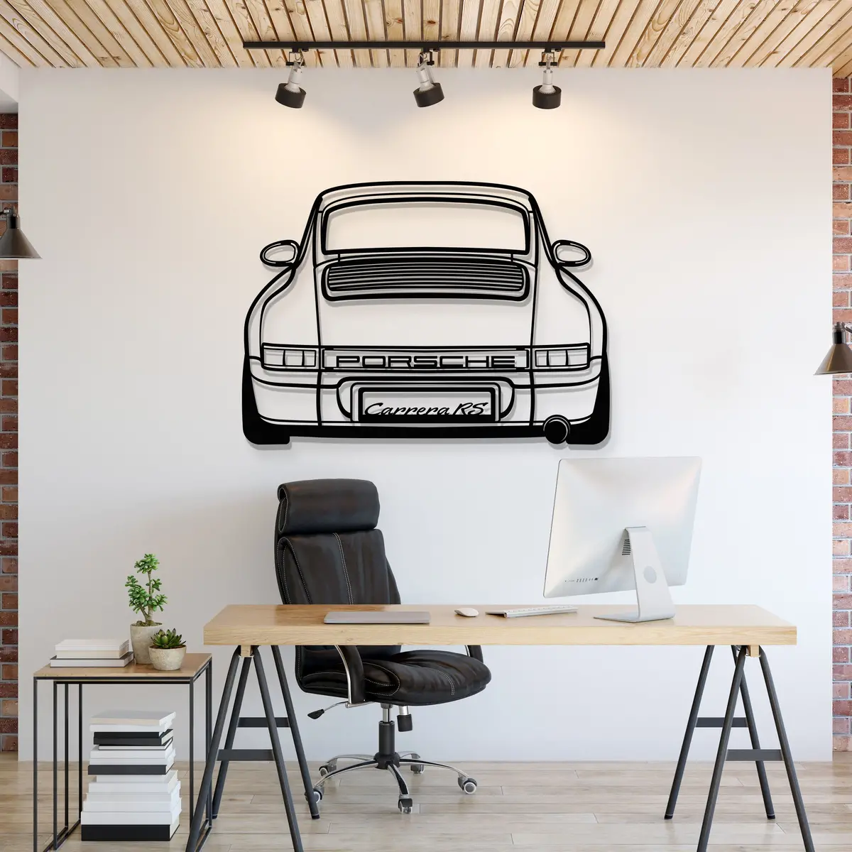 911 964 Back View Metal Car Wall Art - Mt1367 1