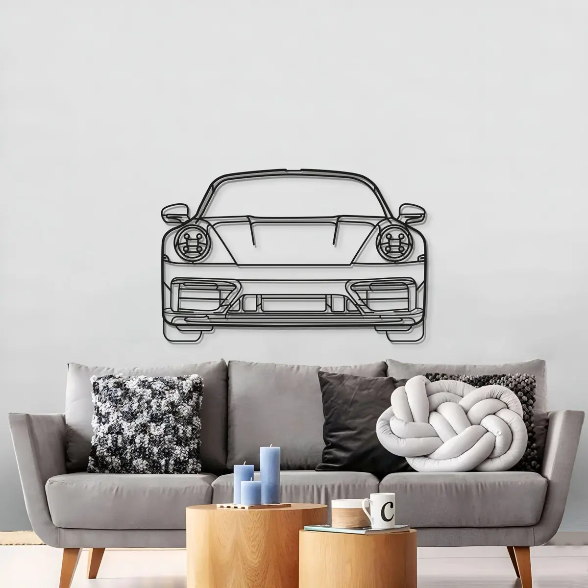 911 Model 992 Front View Metal Car Wall Art - Mt0865 3