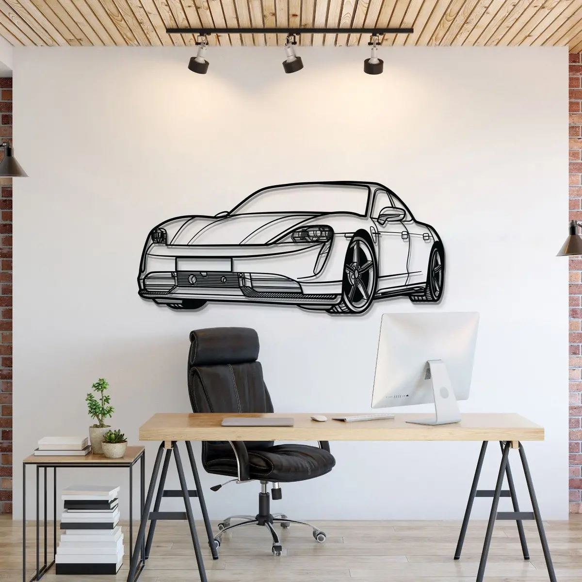 Taycan Perspective Metal Car Wall Art - Mt1133 1