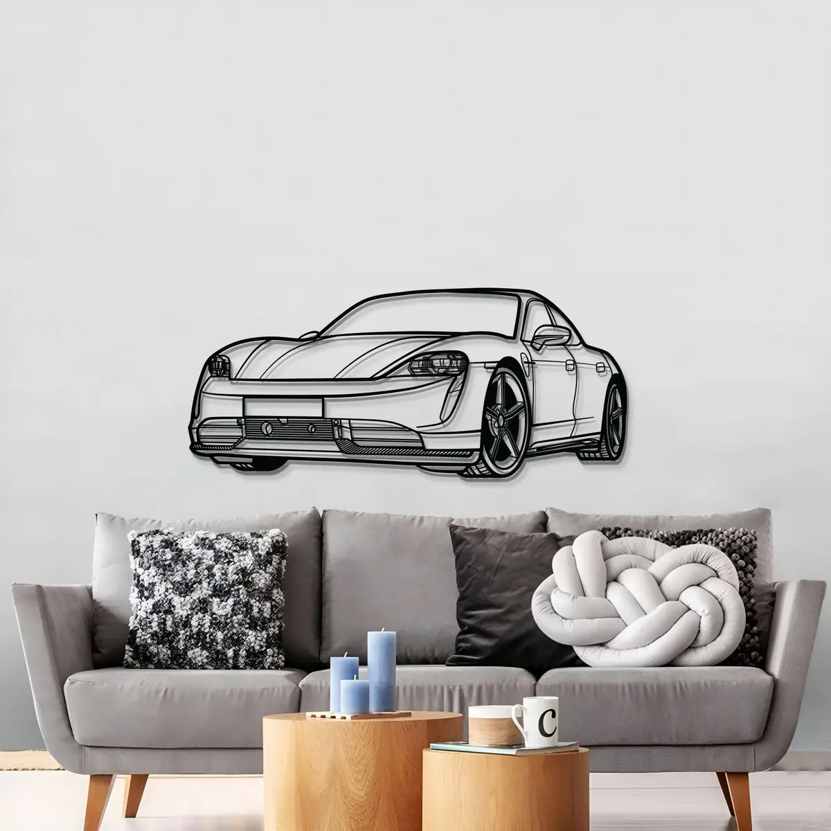 Taycan Perspective Metal Car Wall Art - Mt1133 3