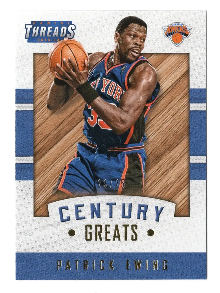 Patrick Ewing 2015-16 Panini Threads Basketball Century Greats Gold Parallel Insert Collectible Trading Card #23/25 (Only 25 Made) 1