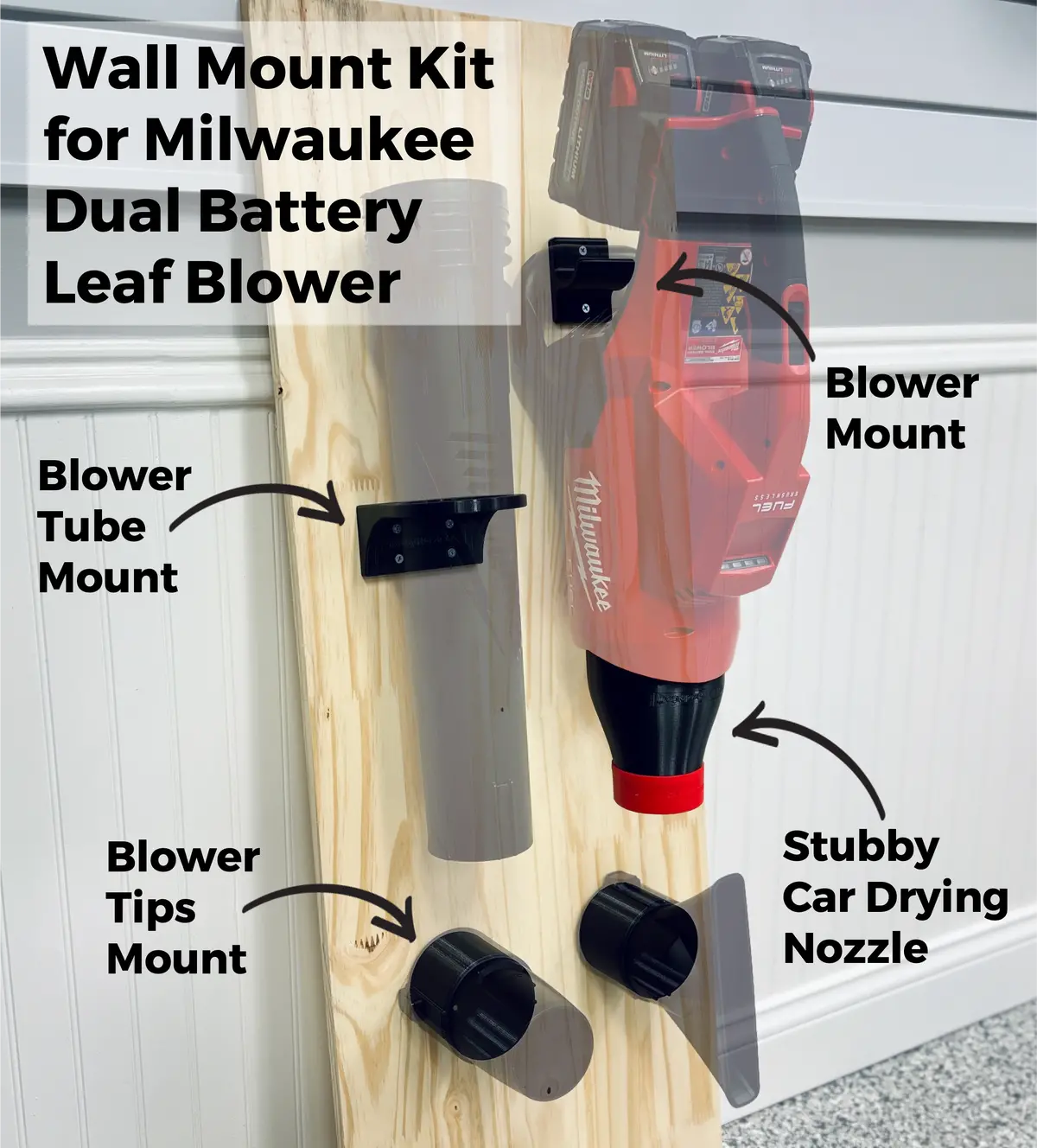 Wall Mount Kit For Milwaukee M18 Fuel Dual Battery Leaf Blower (2824-20) 1