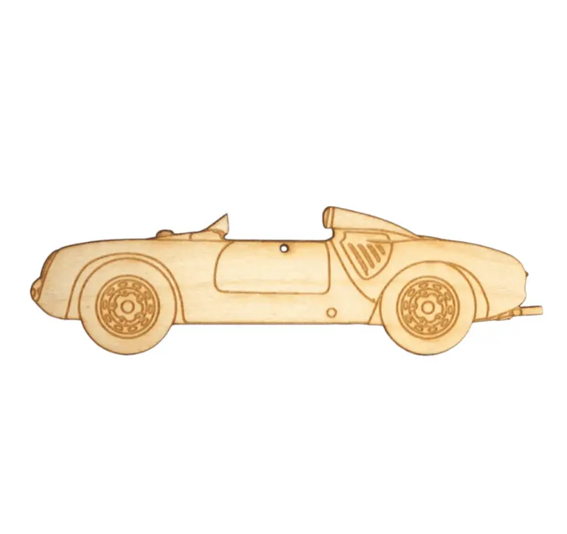Zspec Laser-Engraved Birch Ornament, Style: Porsche 550 Speedster, ~5-Inch Wide 1