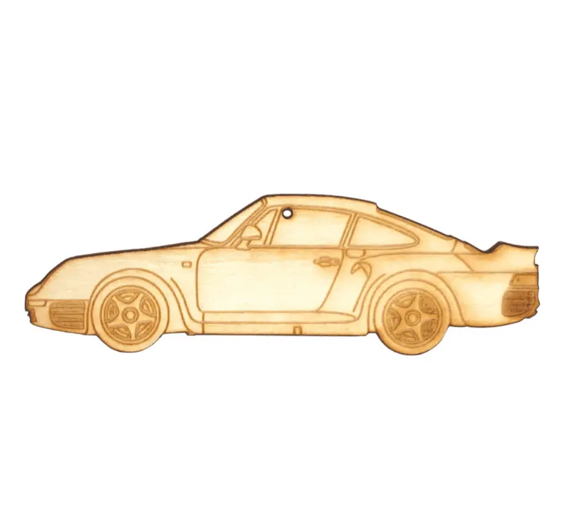 Zspec Laser-Engraved Birch Ornament, Style: Porsche 959, ~5-Inch Wide 1