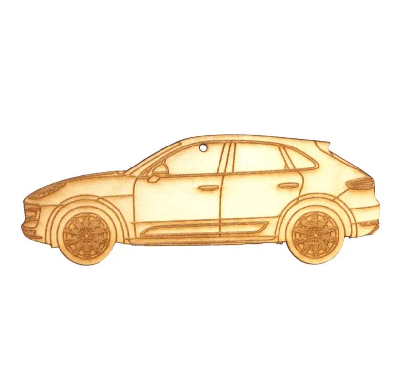 Zspec Laser-Engraved Birch Ornament, Style: Porsche Cayenne S, ~5-Inch Wide 1