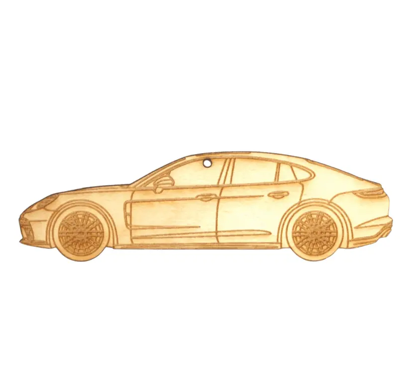 Zspec Laser-Engraved Birch Ornament, Style: Porsche Panamerica, ~5-Inch Wide 1