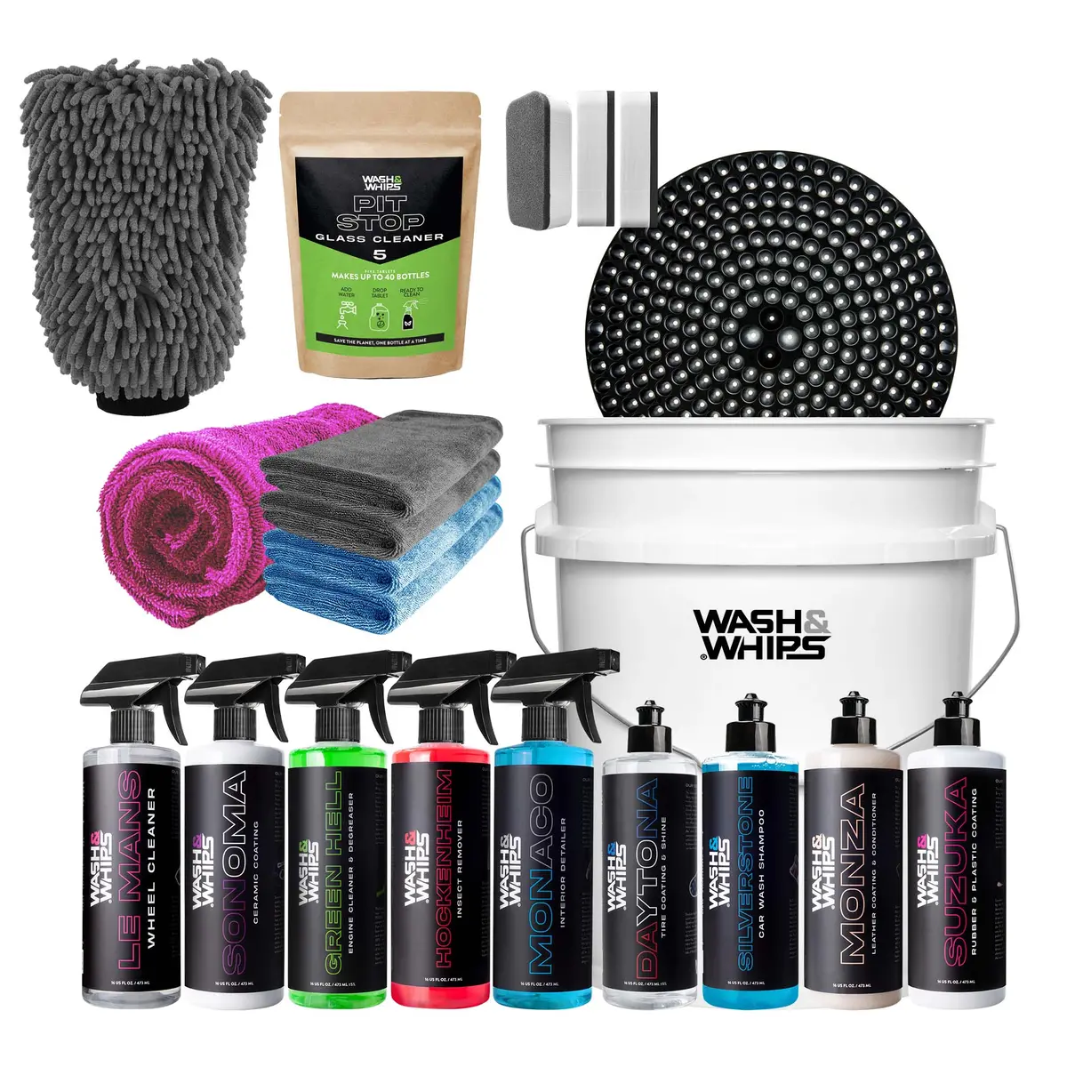Wash&Whips Quick Detailing Pro Kit For Auto Detailing - 16-Piece Complete Car Care Set 1