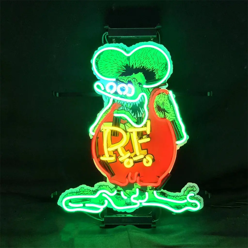 Rf Rat Fink Mouse With Acrylic Logo Neon Signs Light 1