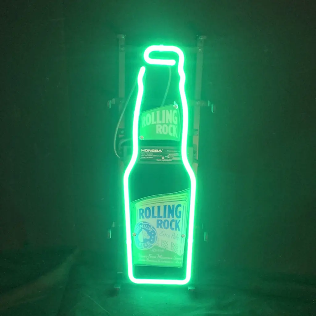Rollin Rock Bee With Bottle Neon Sign Light 1
