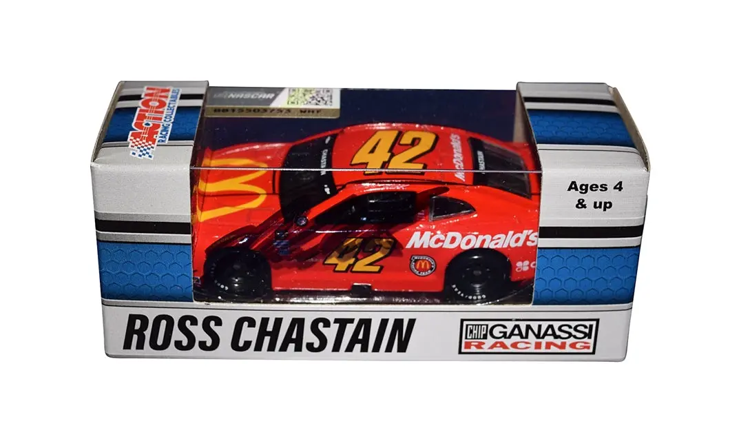 Autographed 2021 Ross Chastain #42 Mcdonalds Racing Darlington Throwback (Ganassi Team) Rare Signed Action 1/64 Scale Nascar Diecast Car With Coa 1