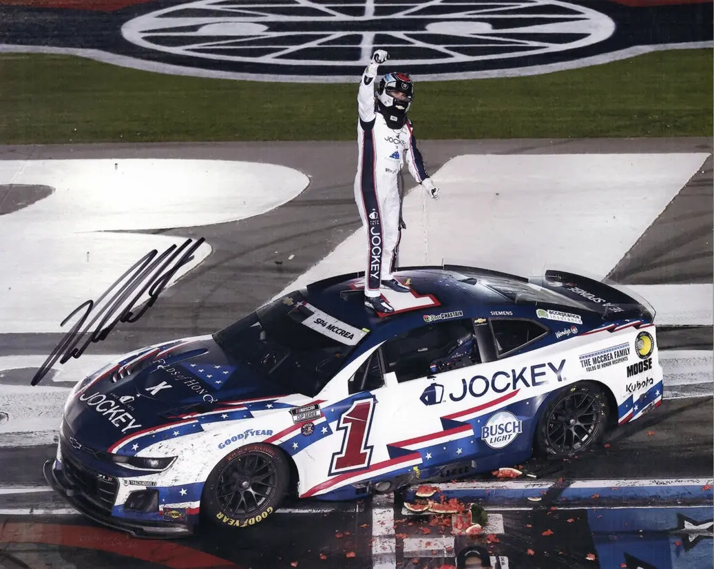 Autographed 2025 Ross Chastain #1 Jockey Patriotic Coca-Cola 600 Win (Watermelon Smash) Signed 8X10 Inch Picture Nascar Glossy Photo With Coa 1