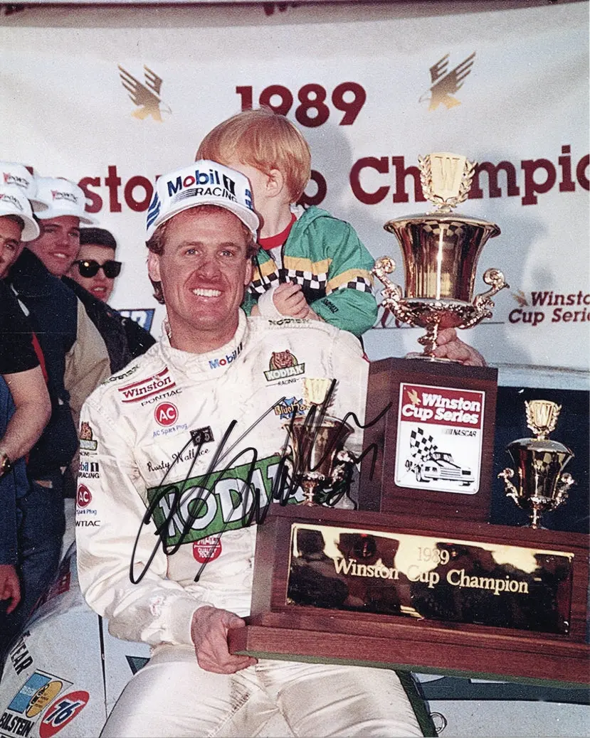 Autographed Rusty Wallace #27 Kodiak Winston Cup Champion (Victory Lane) Vintage Signed 8X10 Inch Picture Nascar Photo With Coa 1