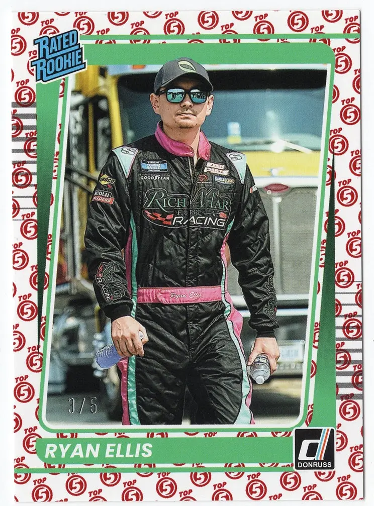Ryan Ellis 2022 Donruss Racing Top 5 Rated Rookie Rare Parallel Ssp Insert Nascar Collectible Trading Card #3/5 (Only 5 Made) 1