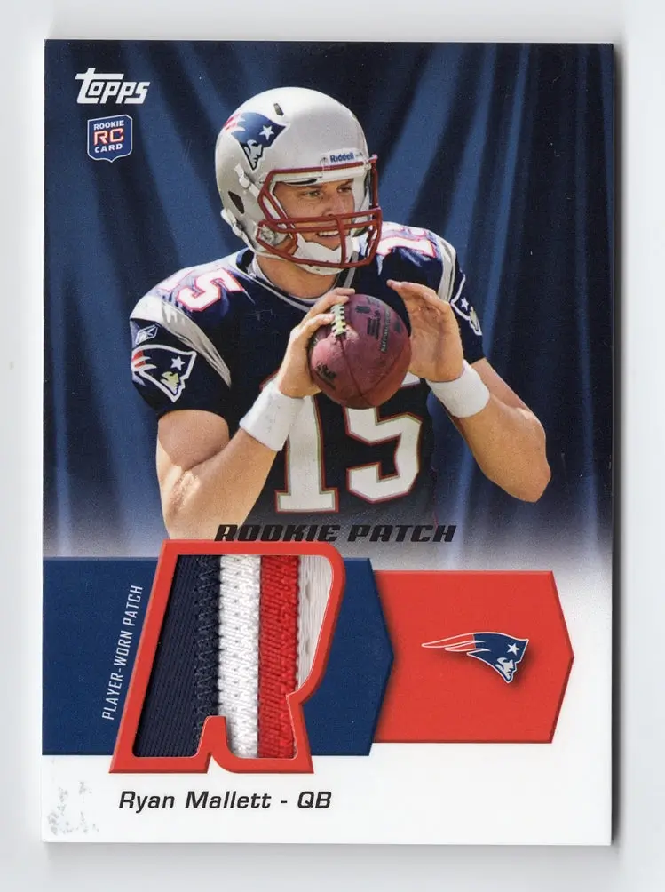 Ryan Mallett 2011 Topps Football Rookie Jersey Patch (3-Color Player-Worn Relic) Patriots Insert Rc Trading Card 1
