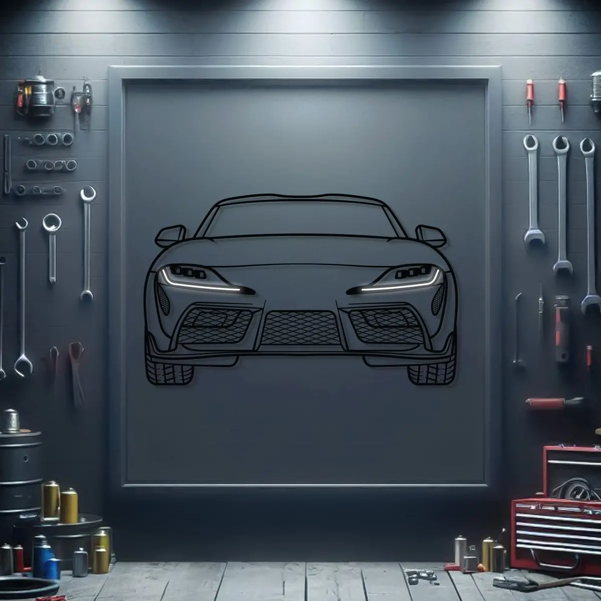 Supra Mk5 Front View Metal Neon Car Wall Art - Mtn0203 1
