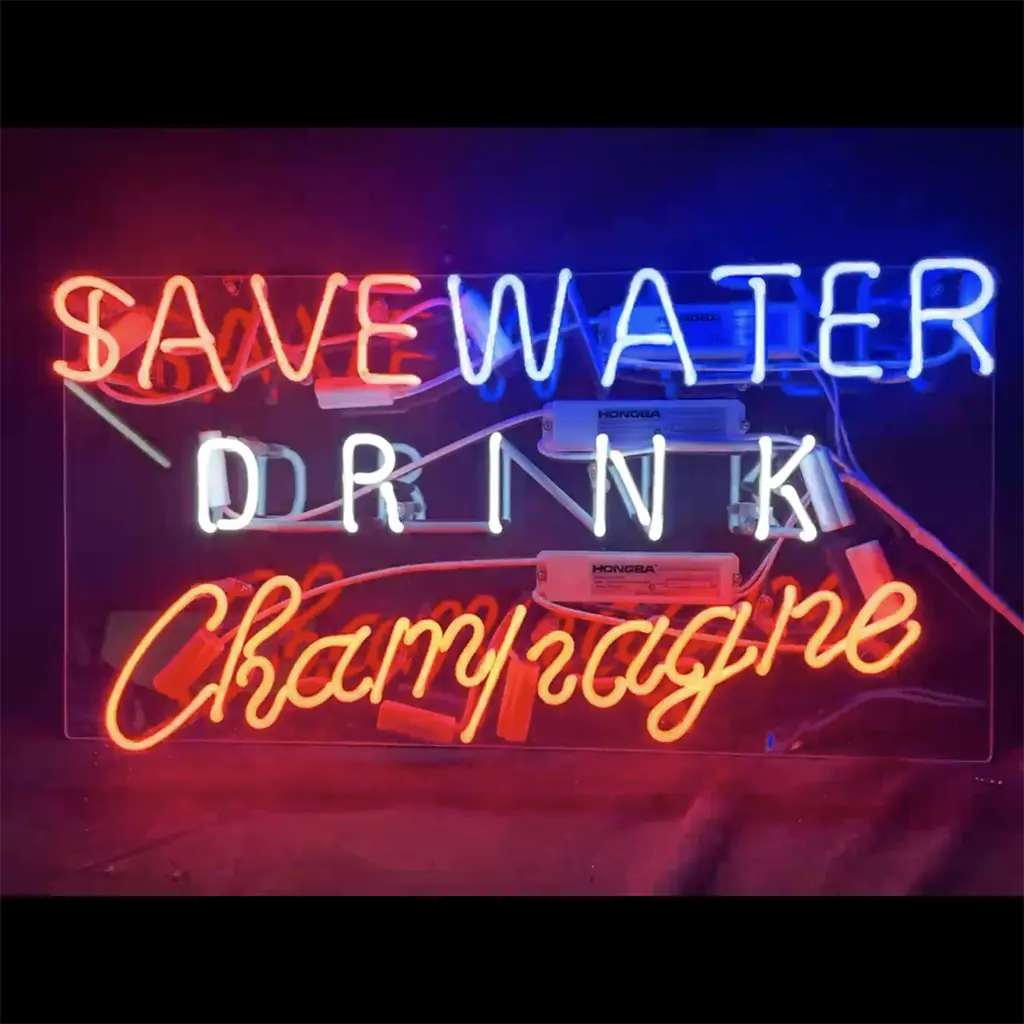 Save Water Drink Champagne Neon Signs 1