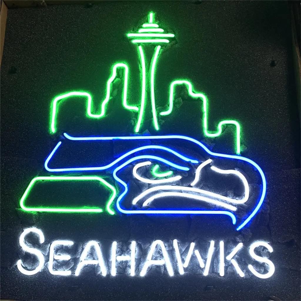 Seattle Skyline Seahawks Logo Neon Signs Light 1