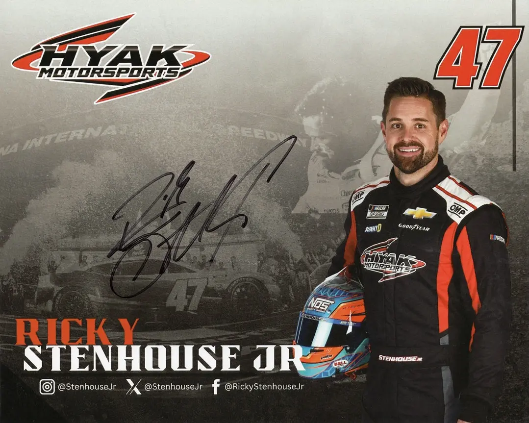Autographed 2025 Ricky Stenhouse Jr. #47 Hyak Motorsports Racing (Official Hero Card) Signed 8X10 Picture Nascar Collectible Photo With Coa 1