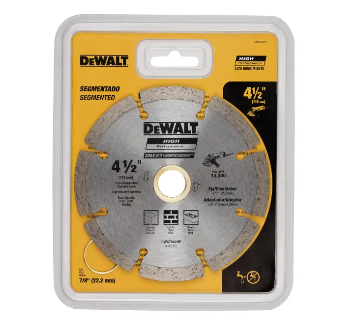Disco Diamante Segmentado 4-1/2" X 7/8" X 5/8" | Dewalt 1