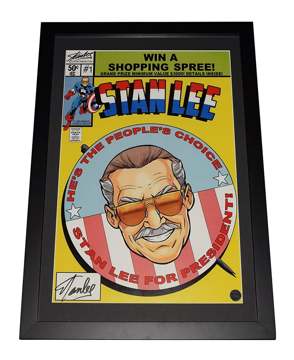 Autographed Stan Lee 1980 Marvel Comics Stan Lee For President (The People's Choice) Rare 13X19 Inch Poster 15X20 Inch Custom Framed Photo (Excelsior Approved Hologram) 1