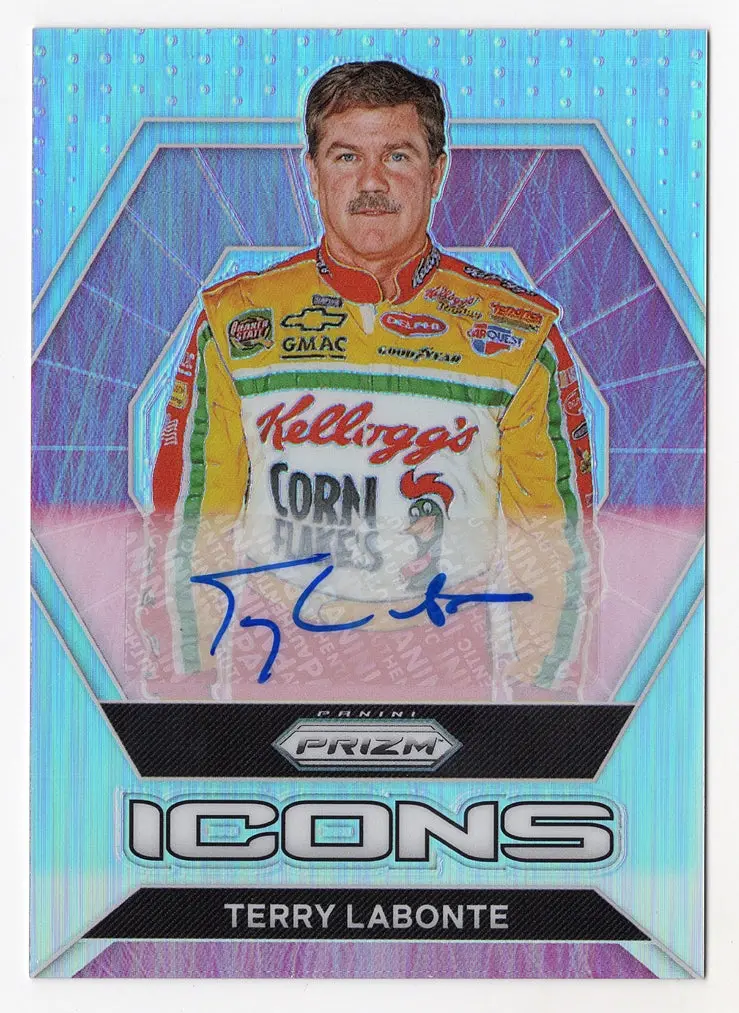 Terry Labonte 2022 Panini Prizm Racing Icons Silver Prizm Autograph Signed Nascar Collectible Insert Trading Card 1