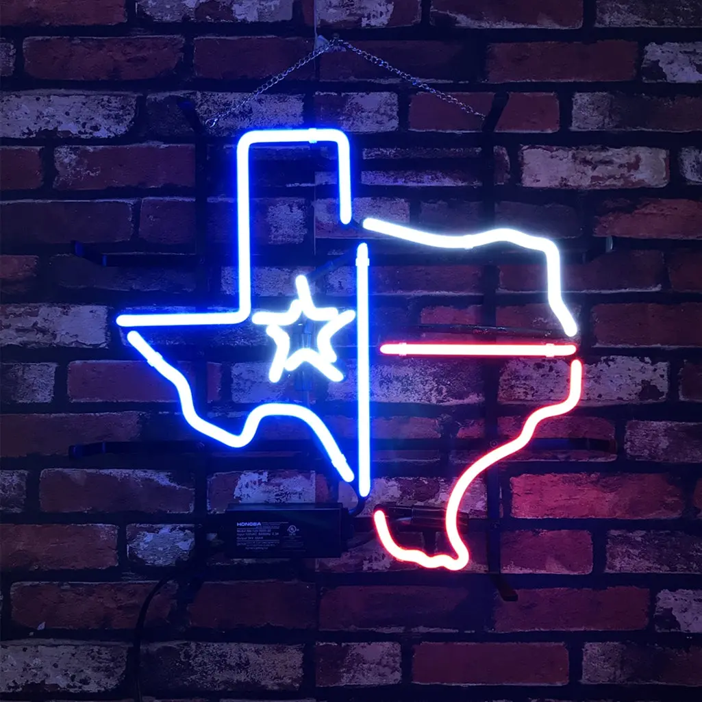 Texas Map With Lone Star Beer Neon Signs Light 1