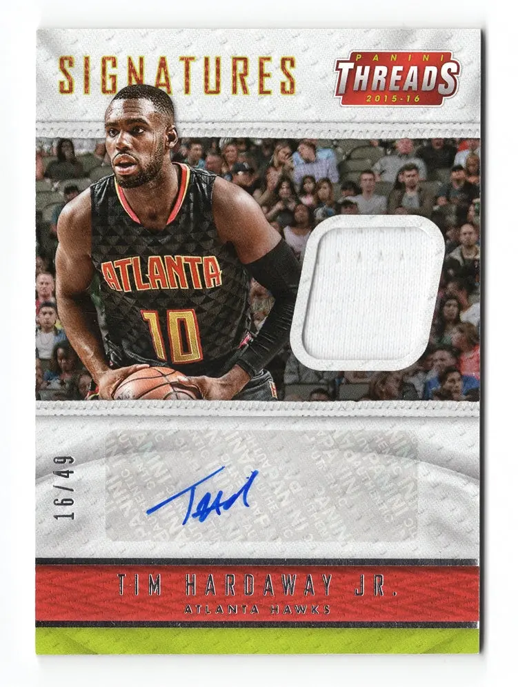 Tim Hardaway Jr. 2015-16 Panini Threads Basketball Signatures Autograph (Memorabilia Relic) Collectible Signed Insert Trading Card #16/49 (Only 49 Made) 1