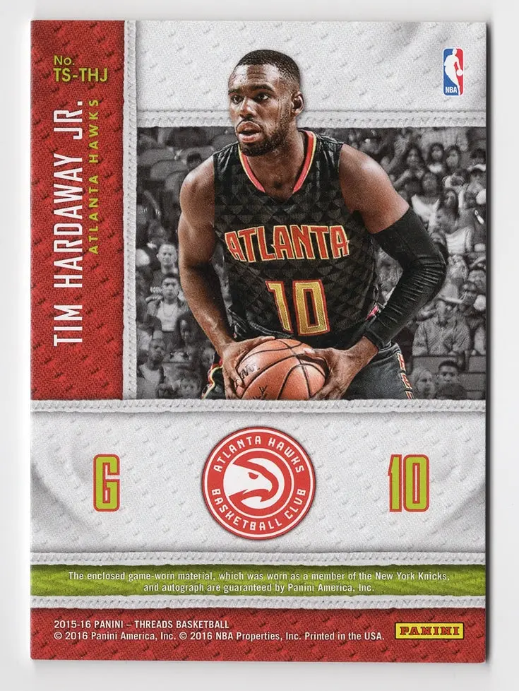 Tim Hardaway Jr. 2015-16 Panini Threads Basketball Signatures Autograph (Memorabilia Relic) Collectible Signed Insert Trading Card #16/49 (Only 49 Made) 2