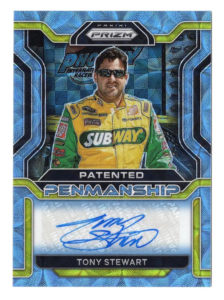 Tony Stewart 2022 Panini Prizm Racing Carolina Blue Scope Prizm Autograph (Patented Penmanship) Signed Nascar Collectible Insert Trading Card #60/75 (Only 75 Made!) 1