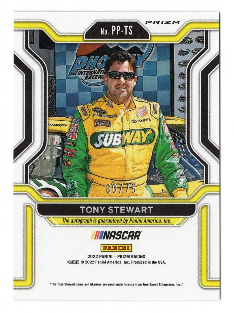Tony Stewart 2022 Panini Prizm Racing Carolina Blue Scope Prizm Autograph (Patented Penmanship) Signed Nascar Collectible Insert Trading Card #60/75 (Only 75 Made!) 2