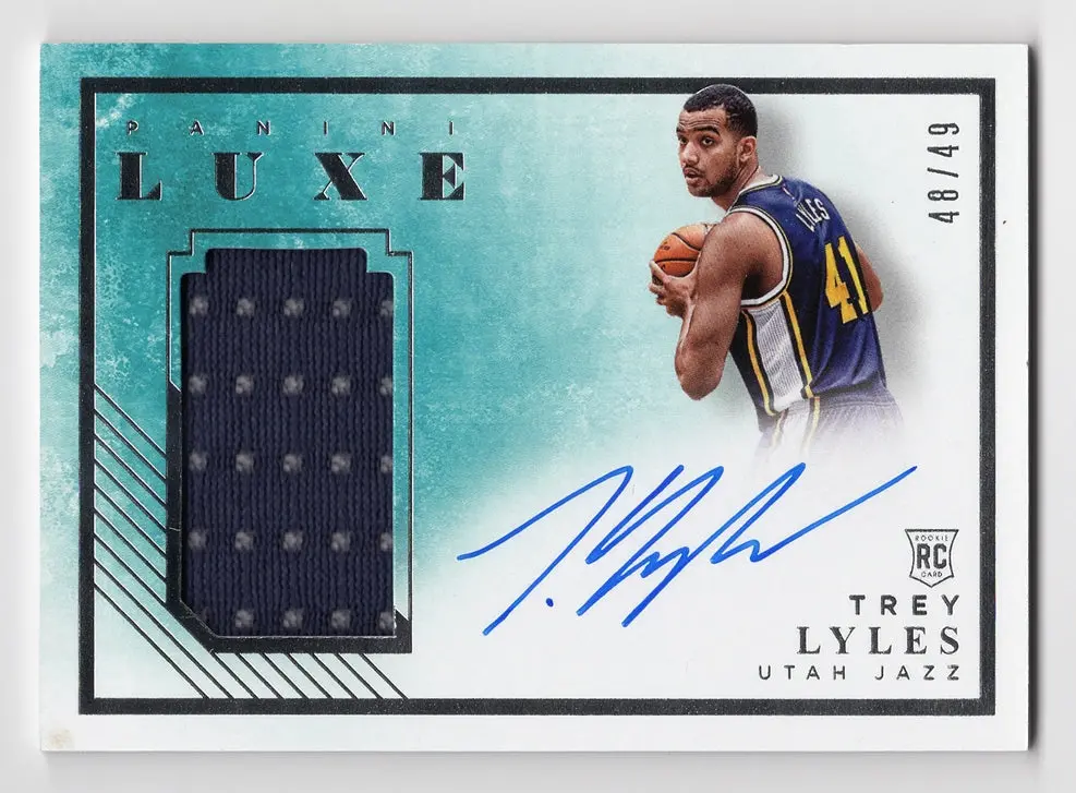 Trey Lyles 2015-16 Panini Luxe Basketball Rookie Jersey Autograph (Utah Jazz) Game-Used Memorabilia On-Card Signature Nba Insert Collectible Basketball Trading Card #48/49 1