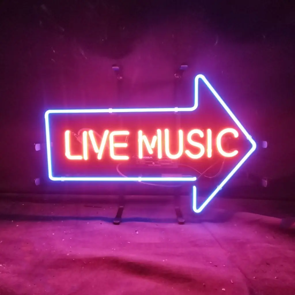 Live Music With Right Arrow Neon Signs 1
