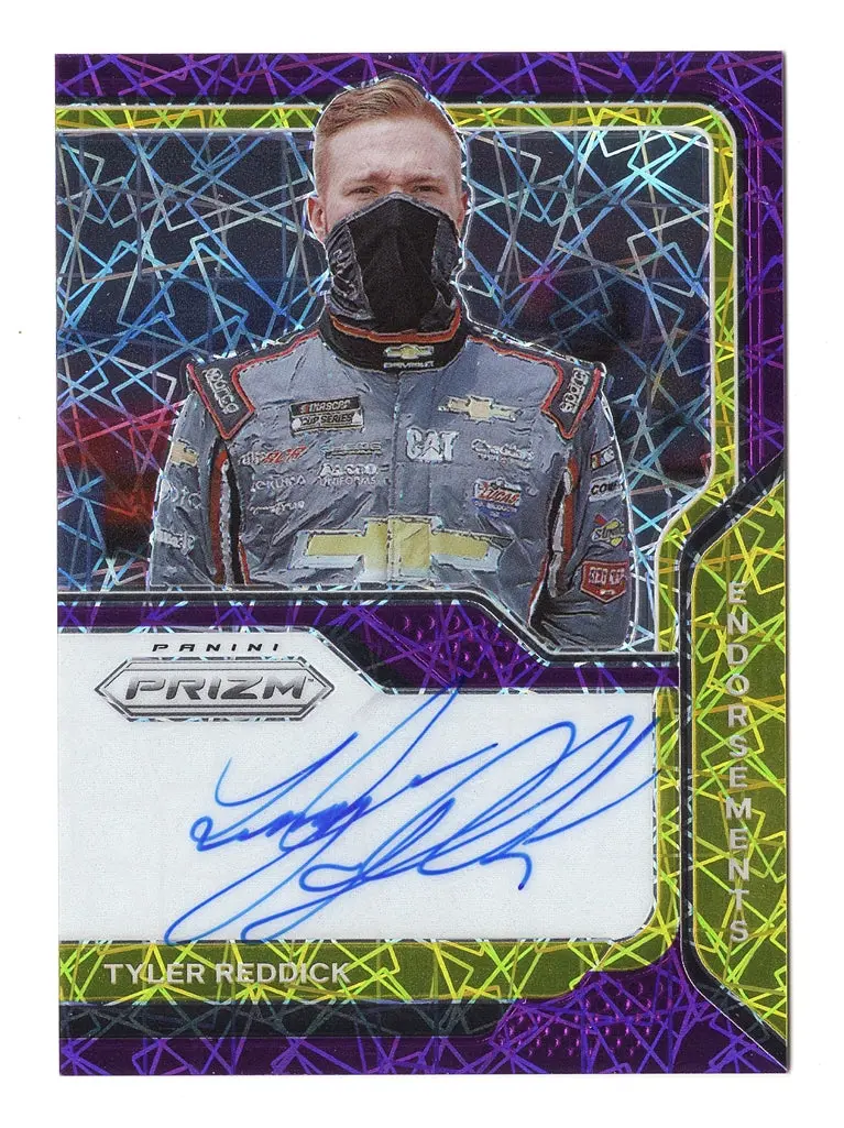 Tyler Reddick 2021 Panini Prizm Racing Purple & Gold Velocity Autograph Signed Nascar Collectible Insert Trading Card #81/99 1