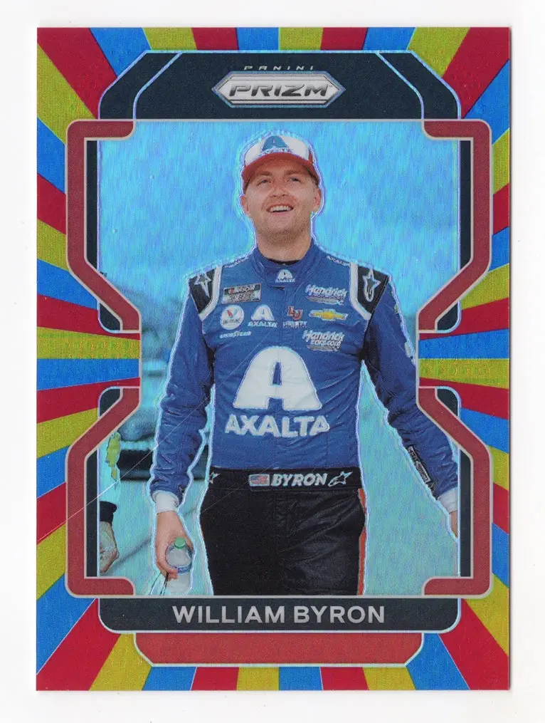 William Byron 2022 Panini Prizm Racing Rainbow Prizm (#24 Axalta) Rare Parallel Insert Nascar Collectible Trading Card #10/24 (Only 24 Made) 1