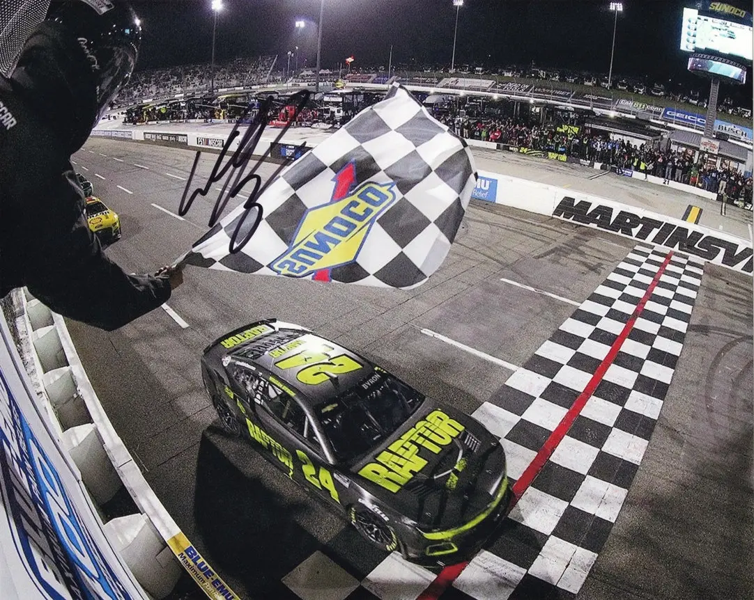 Autographed 2023 William Byron #24 Raptor Martinsville Win (Checkered Flag) Signed 8X10 Inch Nascar Photo With Coa 1
