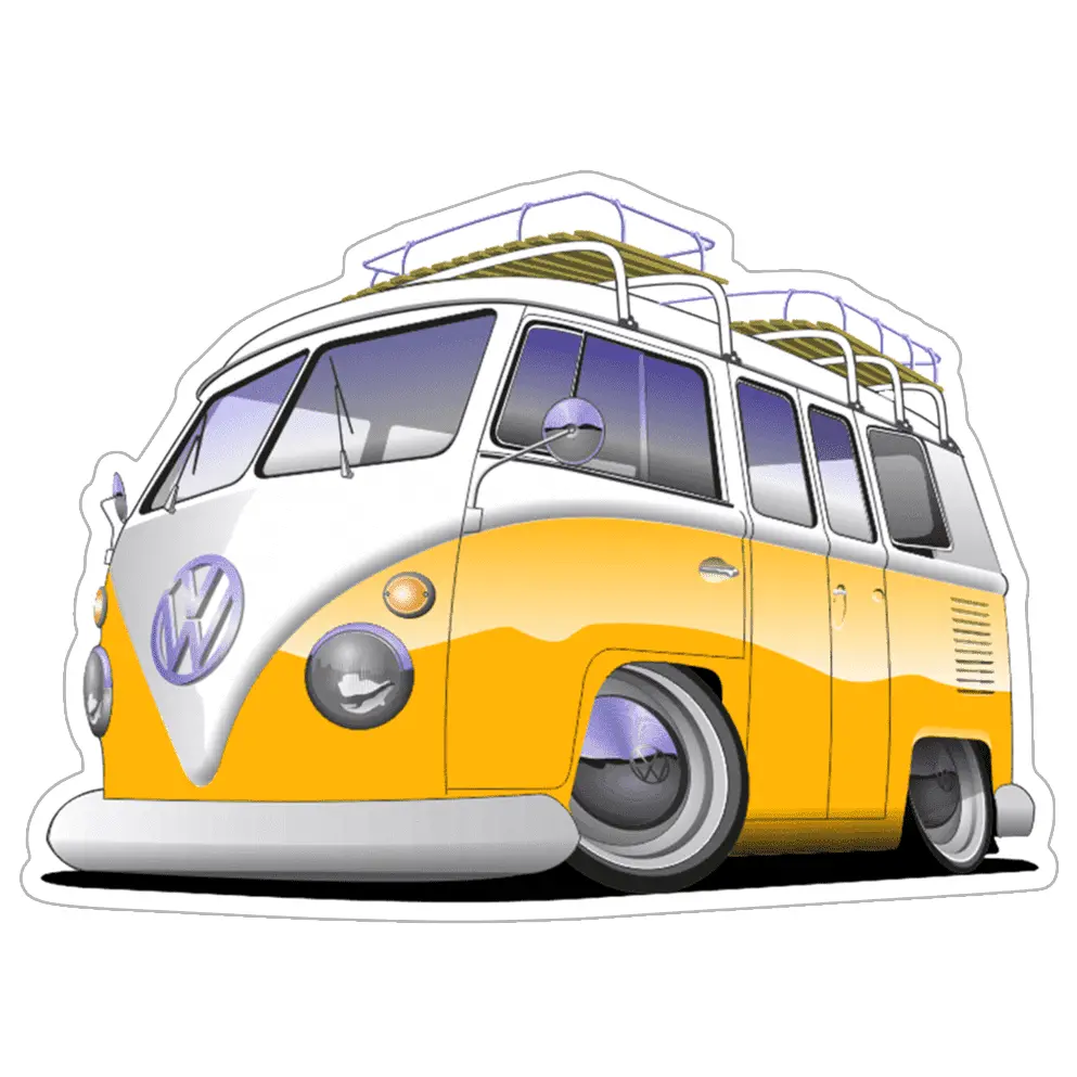 Vw 3D-Bus / Van Car Vinyl Decal / Sticker, 4" X 2.9" 1