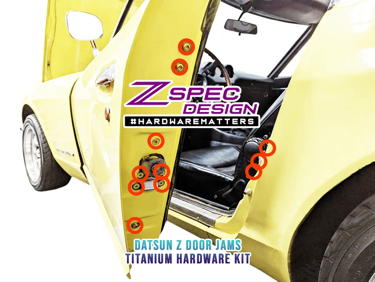 Zspec Dress Up Bolts® Fastener Kit, Door Jams Area For Datsun 240/260/280Z S30, Titanium 1