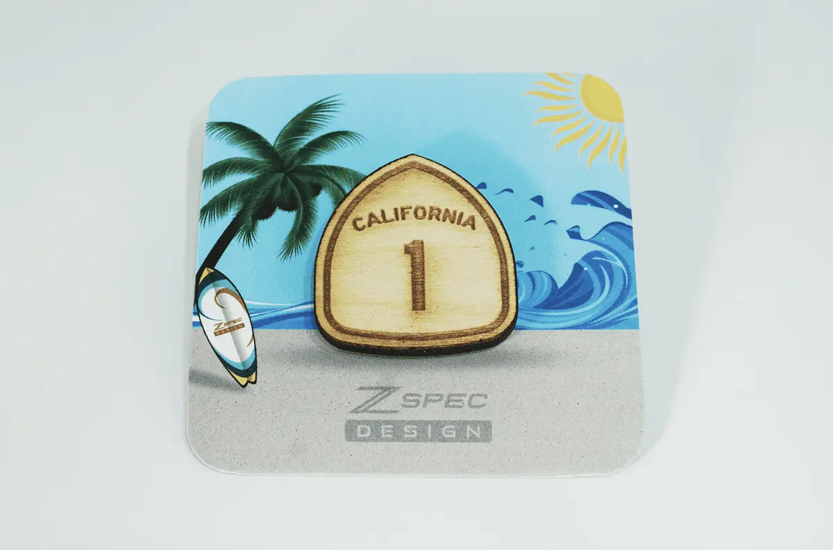 Zspec Pacific Coast Highway (Pch) Route 1 Wooden Lapel/Hat Pin 1