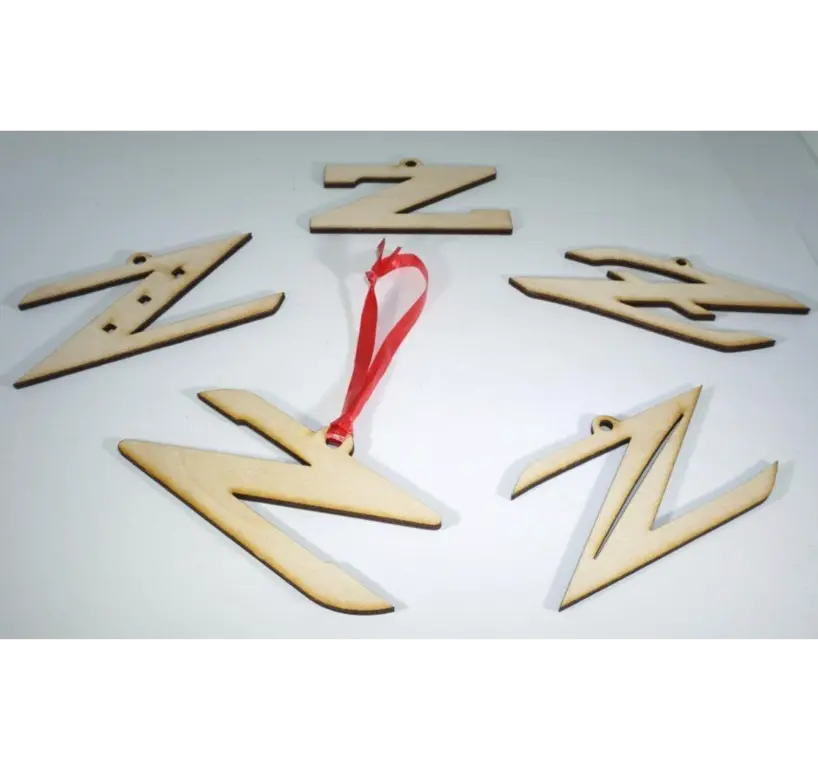 Zspec Laser-Engraved Wood Ornaments, Set Of Five Nissan Z Ornaments, 4" 1