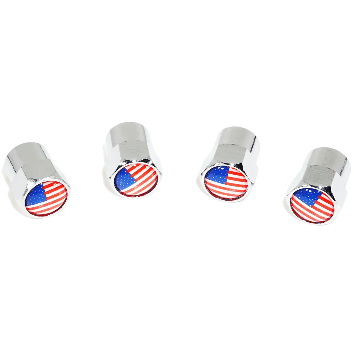 Chrome Valve Stem Tire Caps, Style: United States (Usa) Stars & Stripes Flag 1