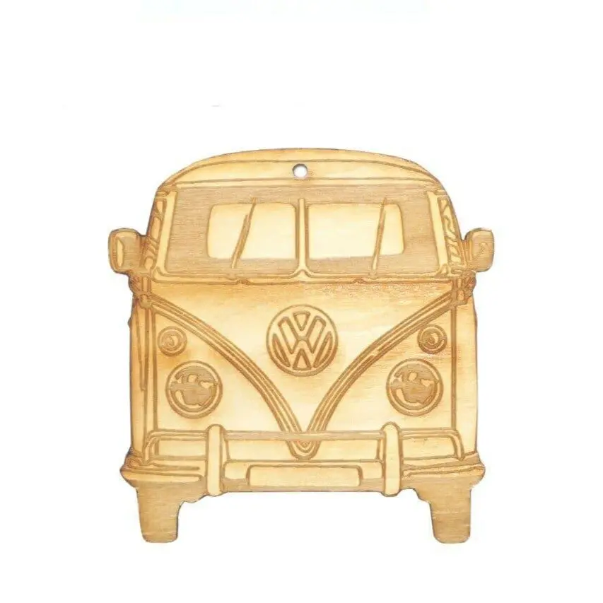 Zspec Laser-Engraved Birch Ornament, Style: Vw Vintage Bus, ~5-Inch Wide 1