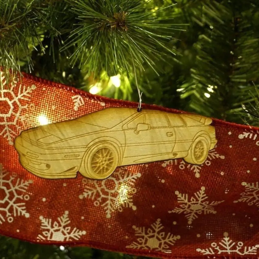 Zspec Laser-Engraved Birch Ornament, Style: Lotus Esprit, ~5-Inch Wide 1