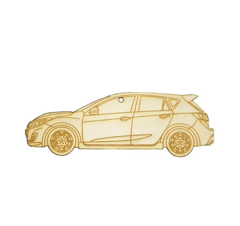 Zspec Laser-Engraved Wood Ornament, Style: Mazda Speed3, Birch 1