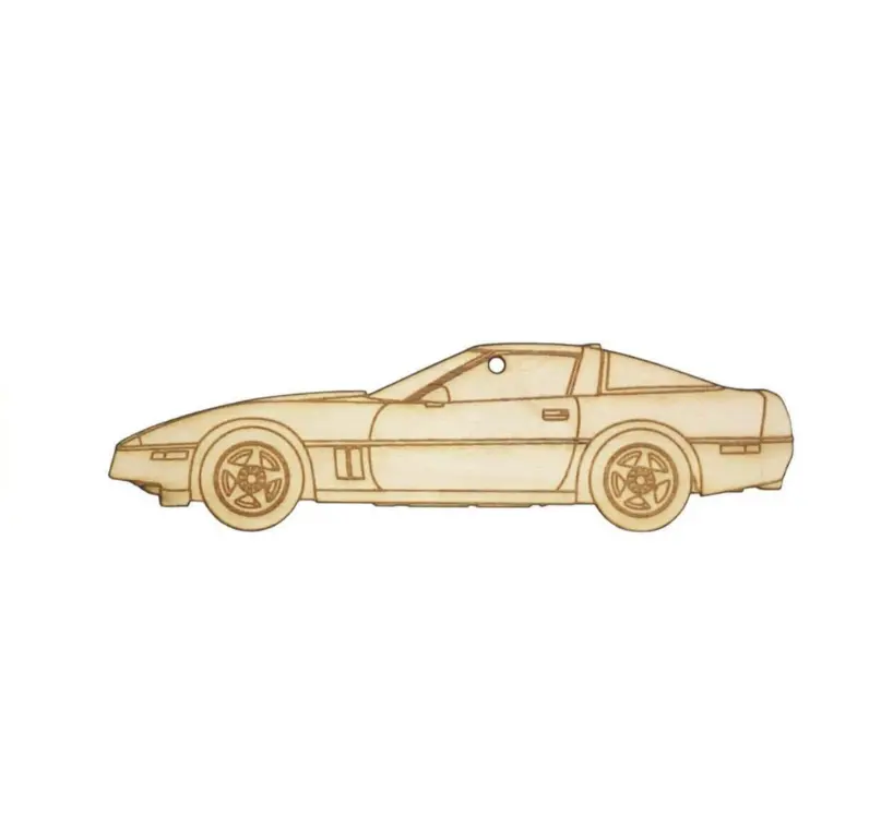 Zspec Laser-Engraved Wood Ornament, Style: Corvette C4, Birch 1