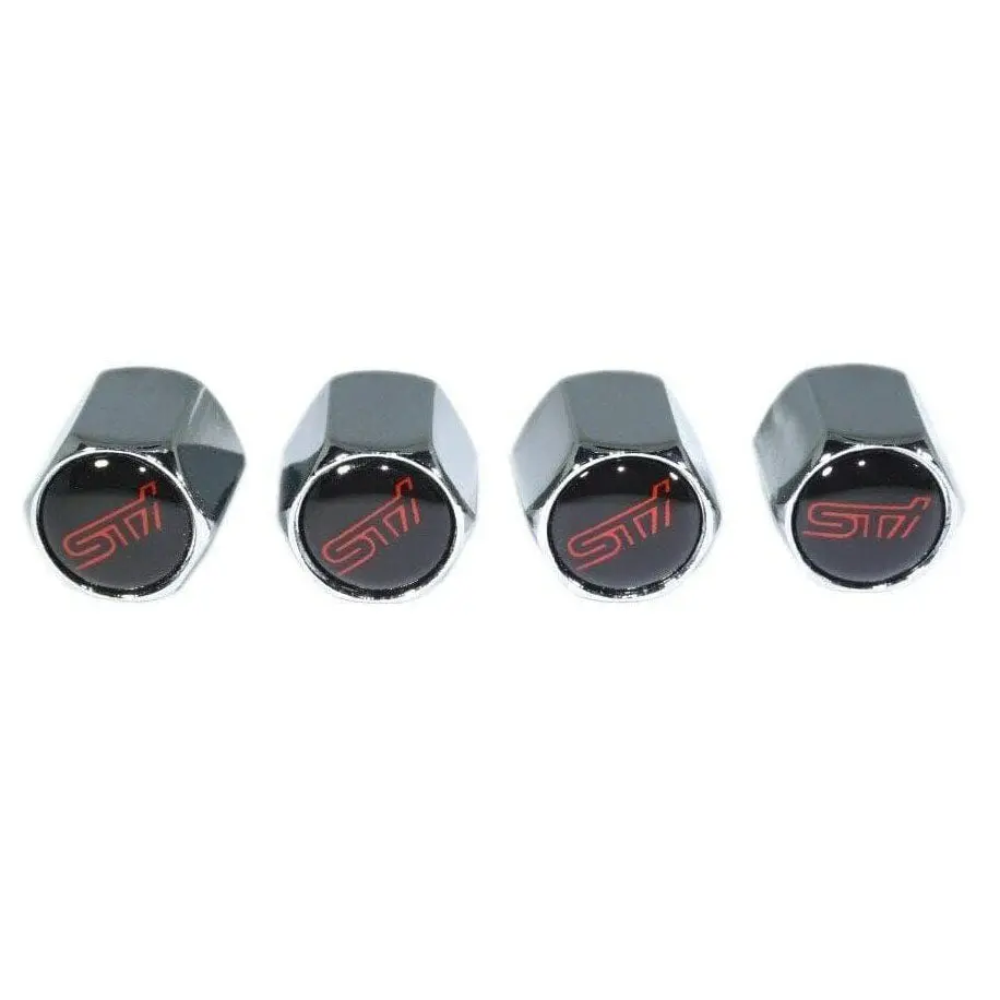 Chrome Valve Stem Tire Caps, Style: Subaru Sti Wrx 1