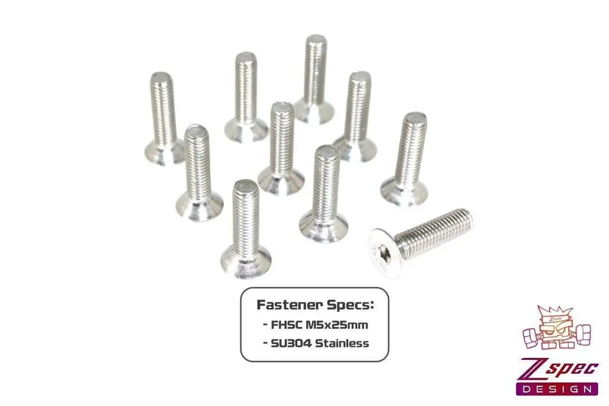 Zspec M5-0.8X25mm Fasteners, Flat-Head Fhsc, Sus304 Stainless, 10-Pack 2
