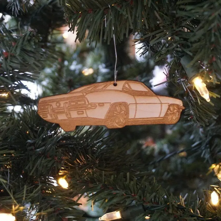 Zspec Laser-Engraved Birch Ornament, Style: Late '60'S Camaro, ~5-Inch Wide 1