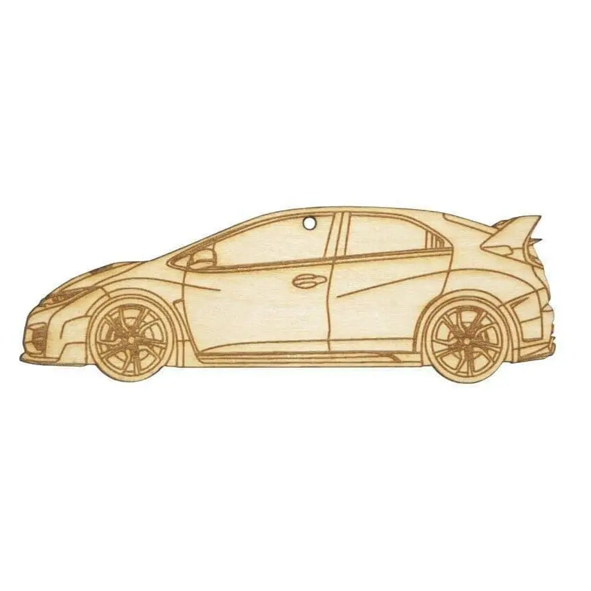 Zspec Laser-Engraved Wood Ornament, Style: Honda Civic Fk2 Type R, Birch 1