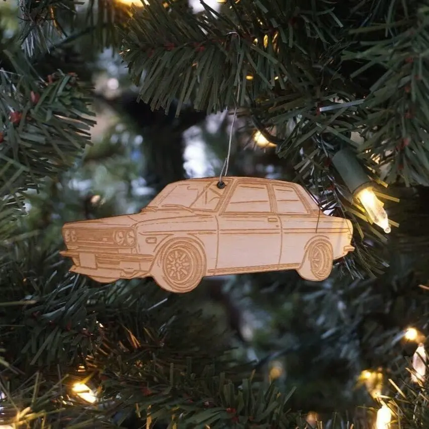 Zspec Laser-Engraved Birch Ornament, Style: Datsun 510, ~5-Inch Wide 1